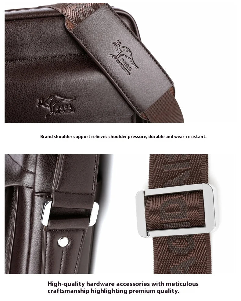 PU Leather Crossbody Bag for Men - Square Sling Shoulder Bag with