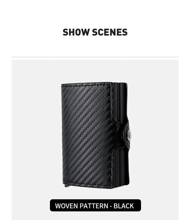 Double Layer Anti-Theft Card Case with RFID Blocking - Carbon Fiber