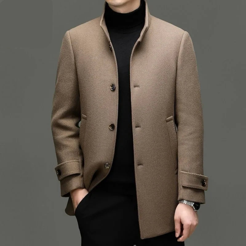 COMXZ Men Wool Blends Coat Removable Liner Luxury High End Business Outdoor Golf Coat Office Warm Go