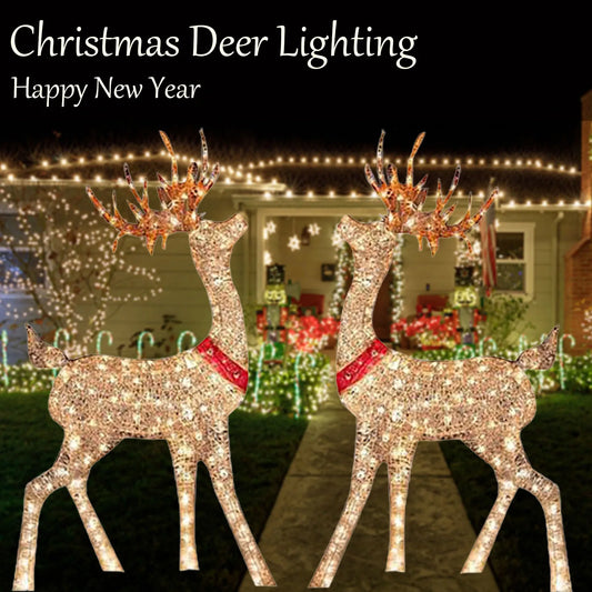 Christmas Outdoor Cute Deer Lighting ,Lighted Christmas Deer Sleigh Ou - Main View