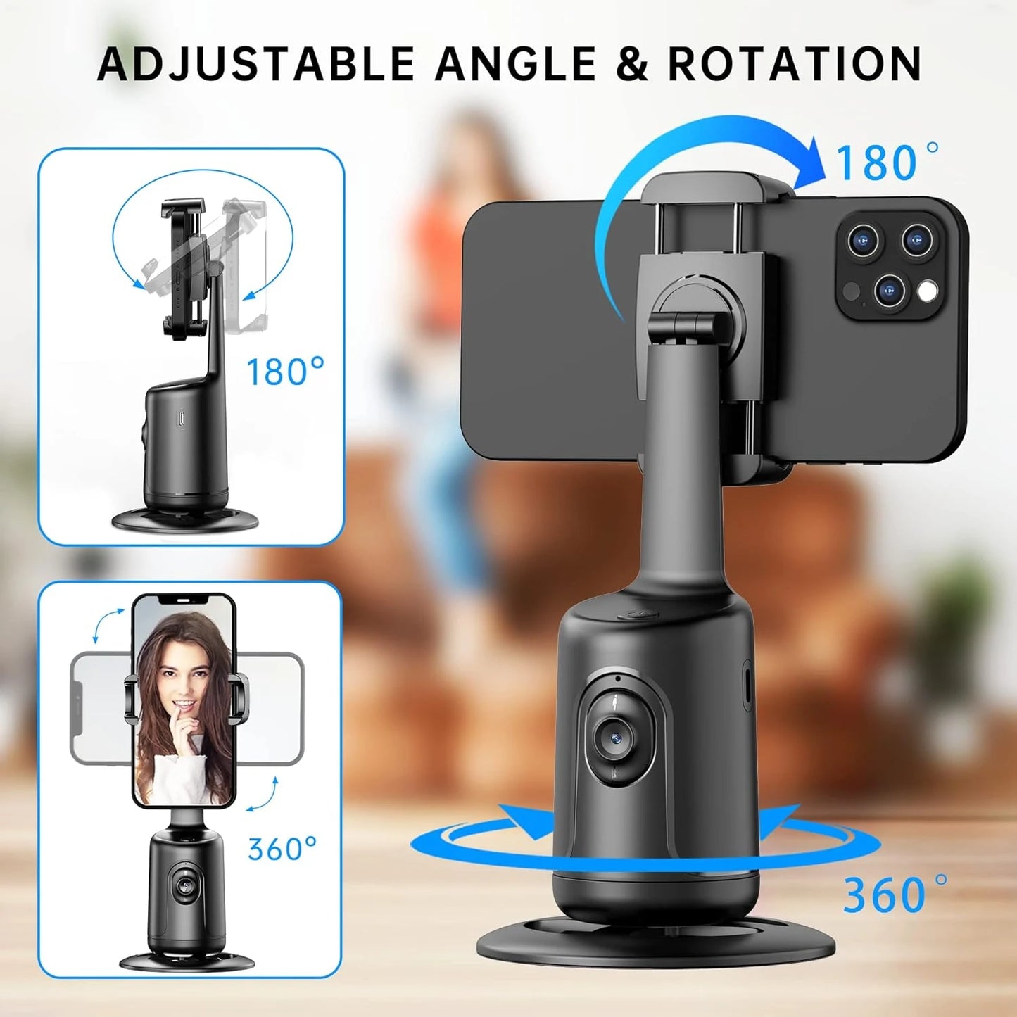AI Auto Tracking Phone Holder - 360° Smart Selfie Tripod - View 7