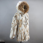 2025 Winter Women Rabbit Fur Coat Real Genuine Rabbit Fur Jacket With  - Front View
