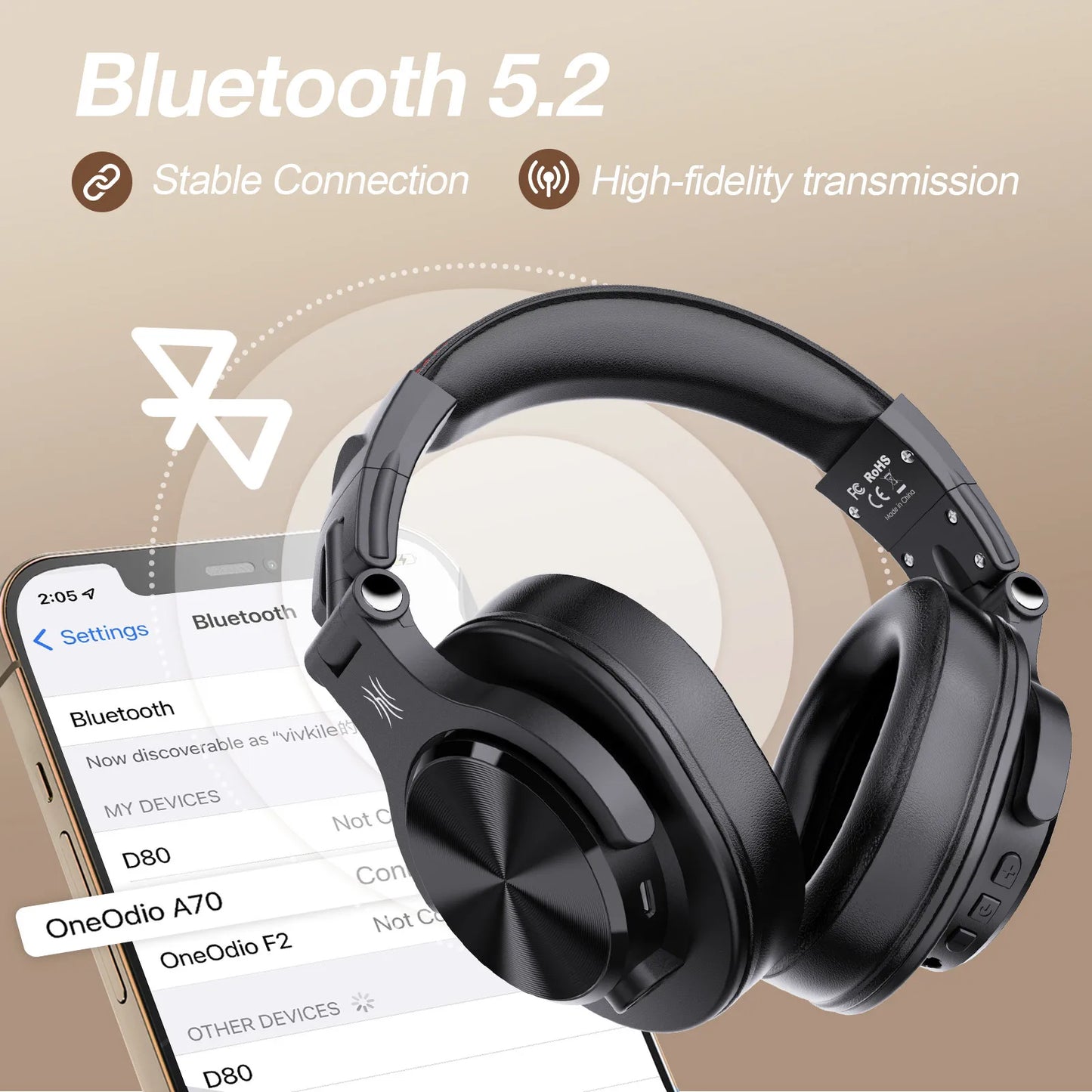 Oneodio Fusion A70 Bluetooth Headphones - Hi-Res Audio Studio DJ - Product Details