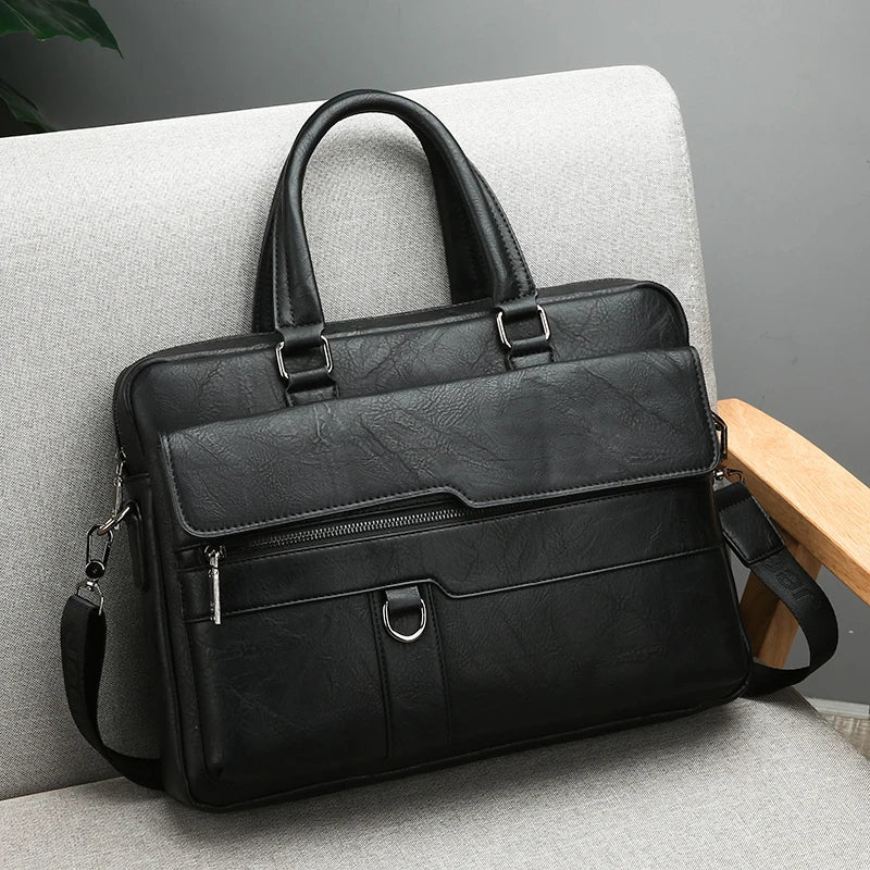 Multiple Pockets Briefcase Men's Large Capacity Office Shoulder Bag