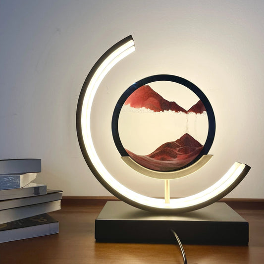 Moving Sand Art Picture In Motion, 3D Sand Lamp Round Sand Picture Lamp 3 Colors - Side View