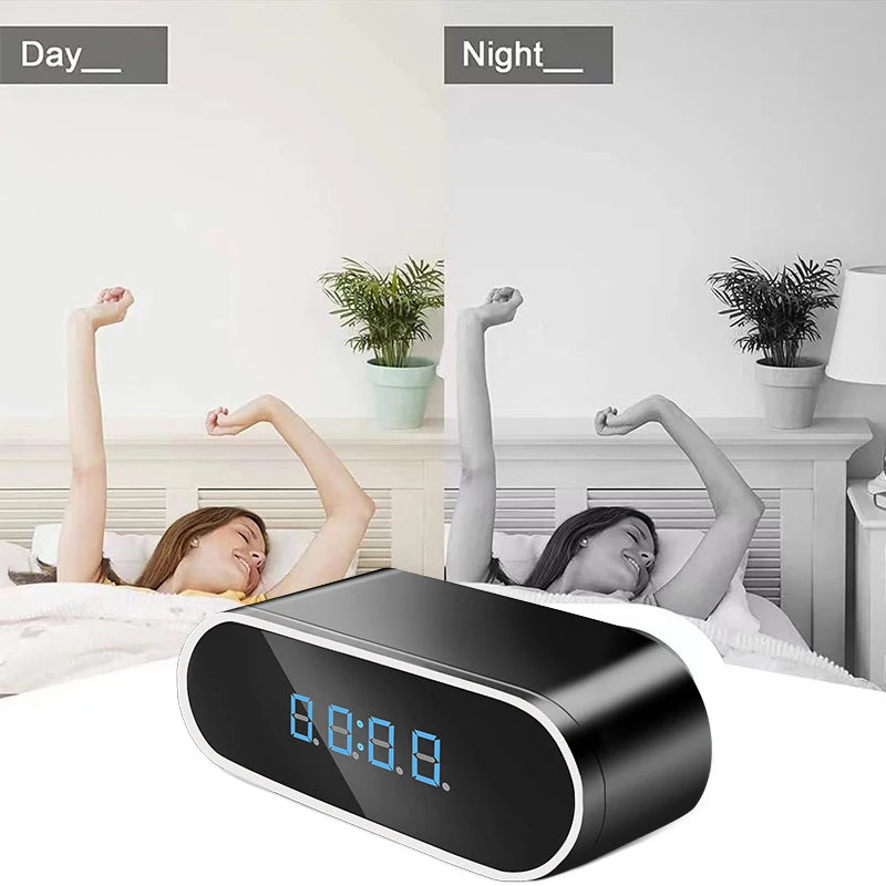 Full HD 1080P Alarm Clock Mini Camera Wireless Wifi Control IR Night