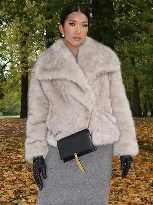 SIYANG 2024 Autumn Winter Women Casual Faux Fur Jackets Fashion Streetwear Solid - Main View