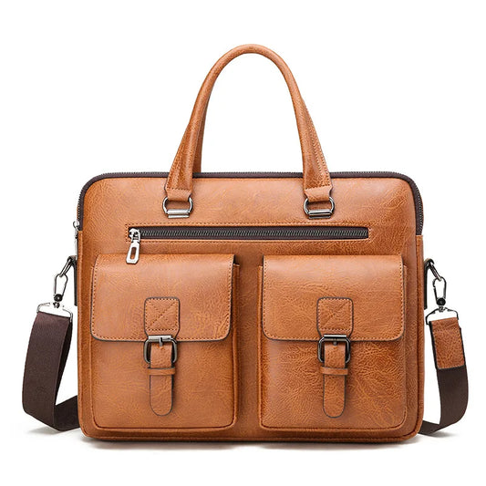 Luxury Brand Man Business Briefcase Bag PU Leather Messenger