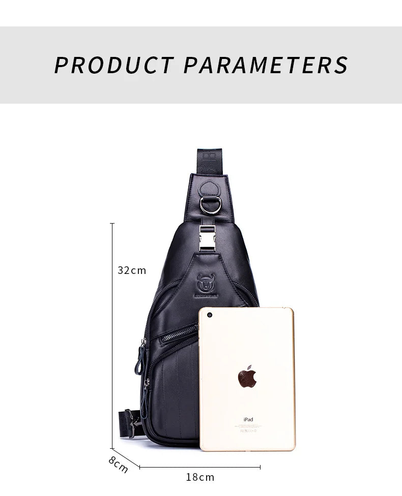 BULLCAPTAIN Bag Genuine Leather Chest Bag Men's Fashion Style Casual