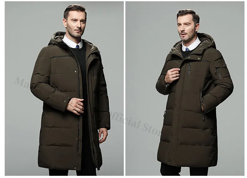 Luxury Men Down Jackets Fashion Hooded Collar Work Warm Down Filled Coat Casual Business Lightweight - Additional view