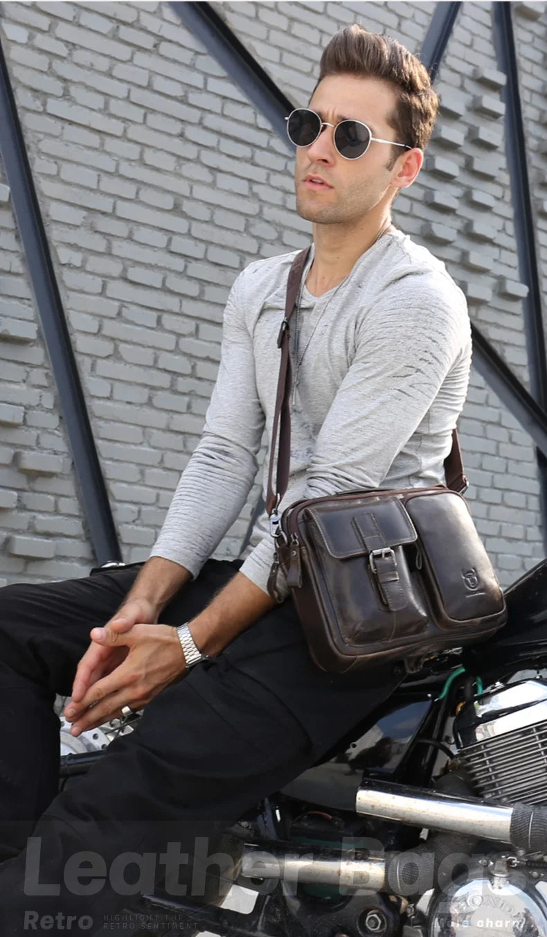 BULLCAPTAIN New Genuine Leather Men Crossbody Bag Male Briefcase