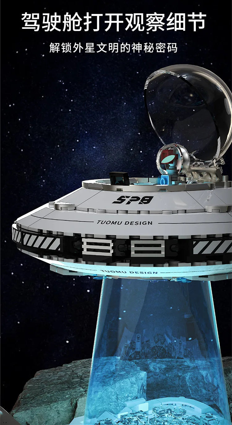 Hot 601pcs MOC Technical Space UFO Spaceship Building Blocks Spacecraft Bricks Model Assembling DIY  - Gallery image 15