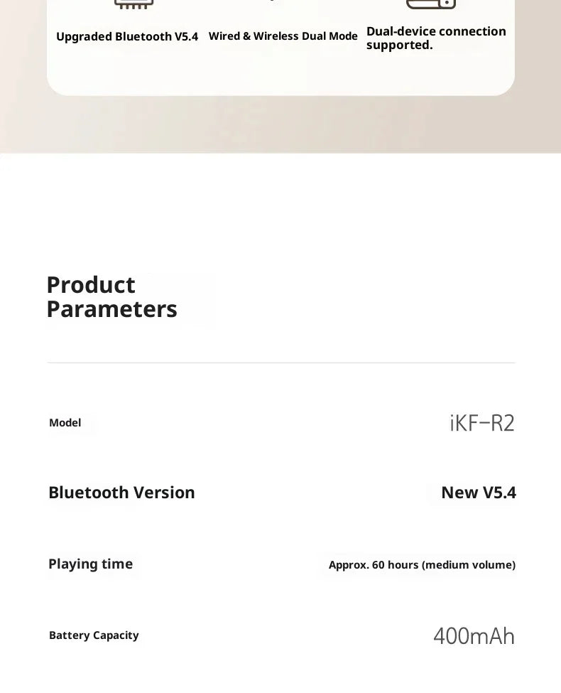 IKF R2 Retro Wireless Headphones Stereo Bass Sport Noise Reduction