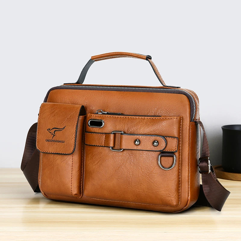 Fashion Men's Shoulder Bag PU Leather Handbag Business Briefcase