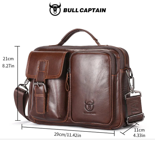 BULLCAPTAIN New Genuine Leather Men Crossbody Bag Male Briefcase