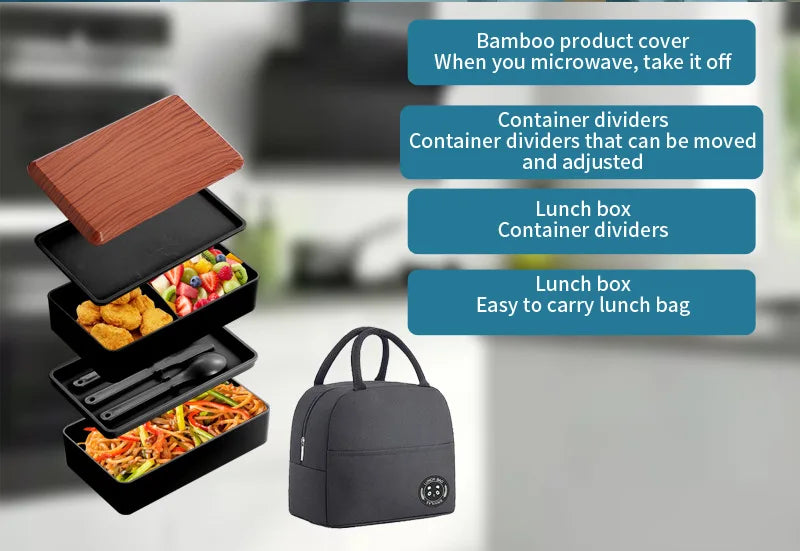 Untior Divided Lunch Box Picnic Microwave Japanese Bento Box Double