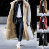 Men's Autumn Winter Thick Warm Coat Faux Fur Jacket Solid Color Long Sleeve Butt - Main View