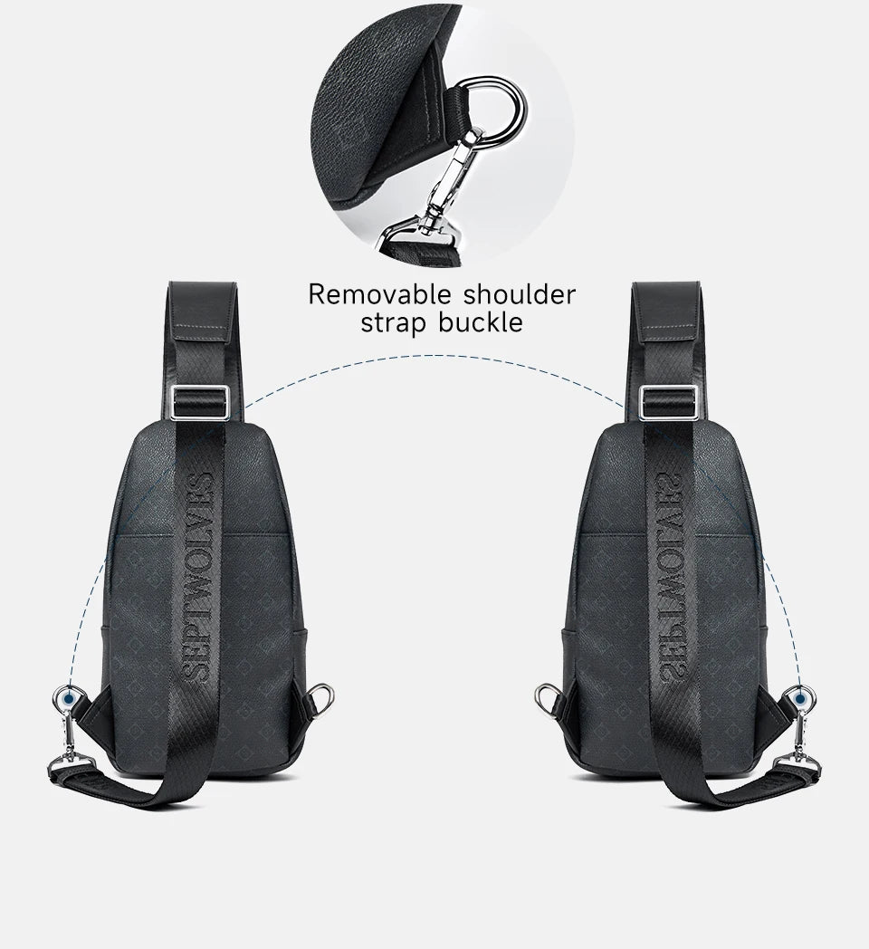 Septwolves Business Thin Printed Leather Crossbody Sling Bag Man