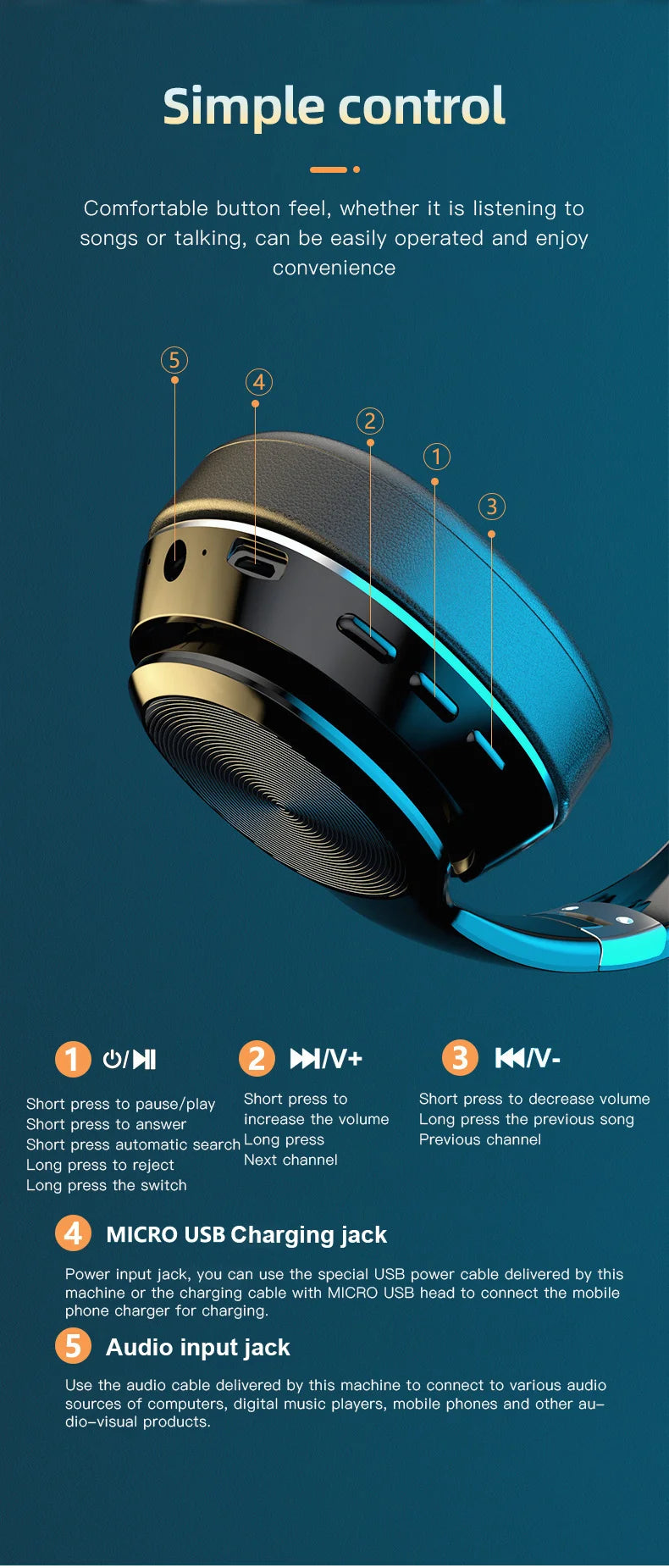 Xiaomi Wireless Headset HiFi Headphones with Mic Foldable Over Ear Bluetooth 5.0 Headphone Support T - Gallery image 13