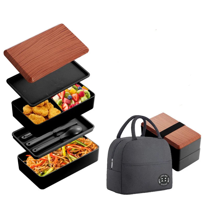 Untior Divided Lunch Box Picnic Microwave Japanese Bento Box Double