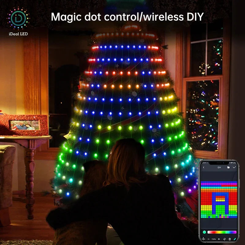 Smart Christmas Tree Lights App DIY Text Pictures Music Rhythm LED RGB String Li - View 5