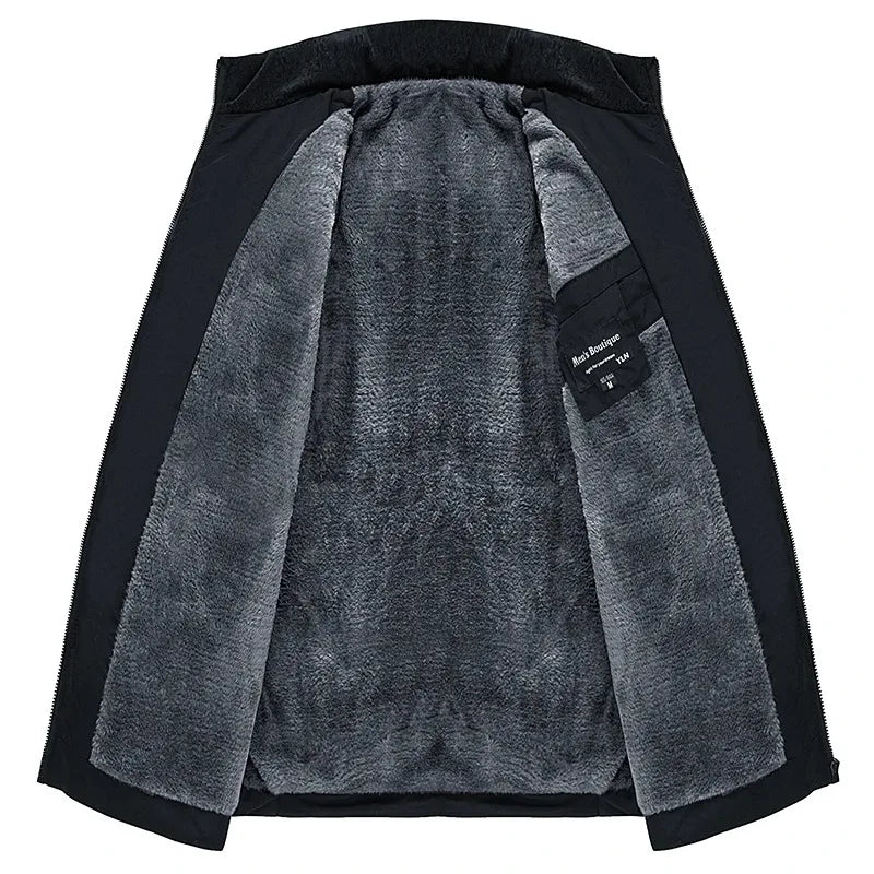 Puffer Jacket Men's Plush Thickened Parkas Stand Collar Jacket Men's Coat Winter Warm Thick Zipper Coat Padded Overcoat for Men - Usage Context Display