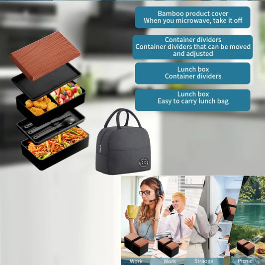 Untior Divided Lunch Box Picnic Microwave Japanese Bento Box Double