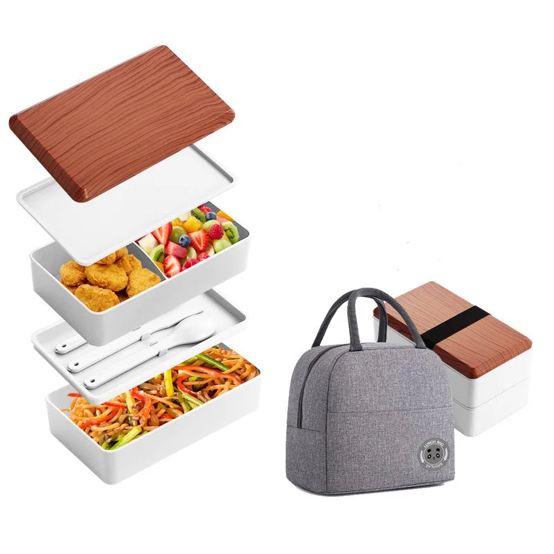 Untior Divided Lunch Box Picnic Microwave Japanese Bento Box Double