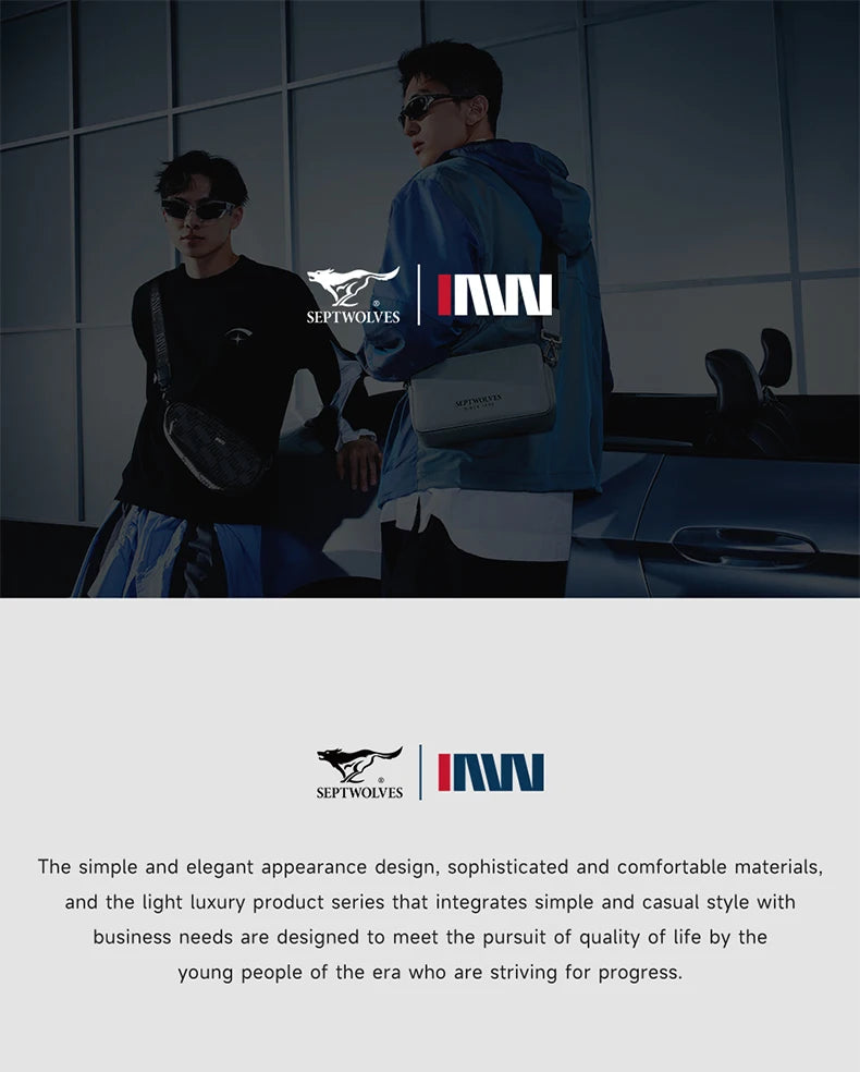 Septwolves Business Thin Printed Leather Crossbody Sling Bag Man