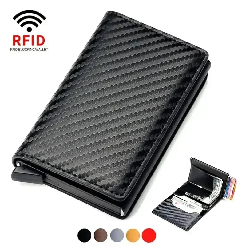 Rfid Aluminum Men Wallet Card Holder Purse Carbon Fiber Men Business
