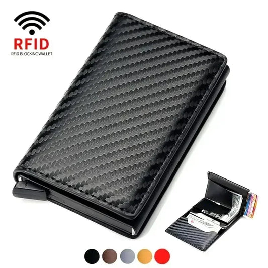 Rfid Aluminum Men Wallet Card Holder Purse Carbon Fiber Men Business