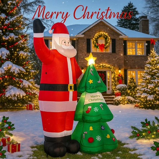 2.5M/8FT Christmas Party Holiday DIY Decorations Inflatable Santa Clau - Front View