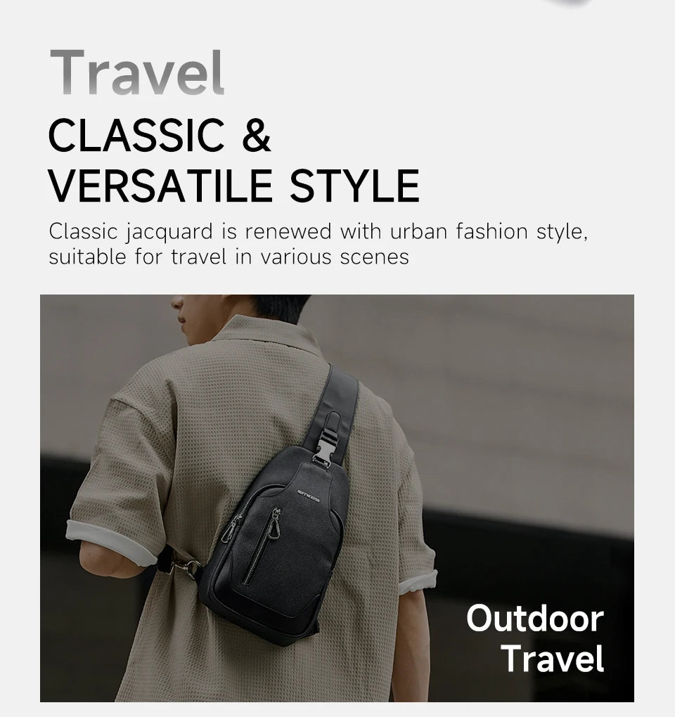 Septwolves Business Thin Printed Leather Crossbody Sling Bag Man