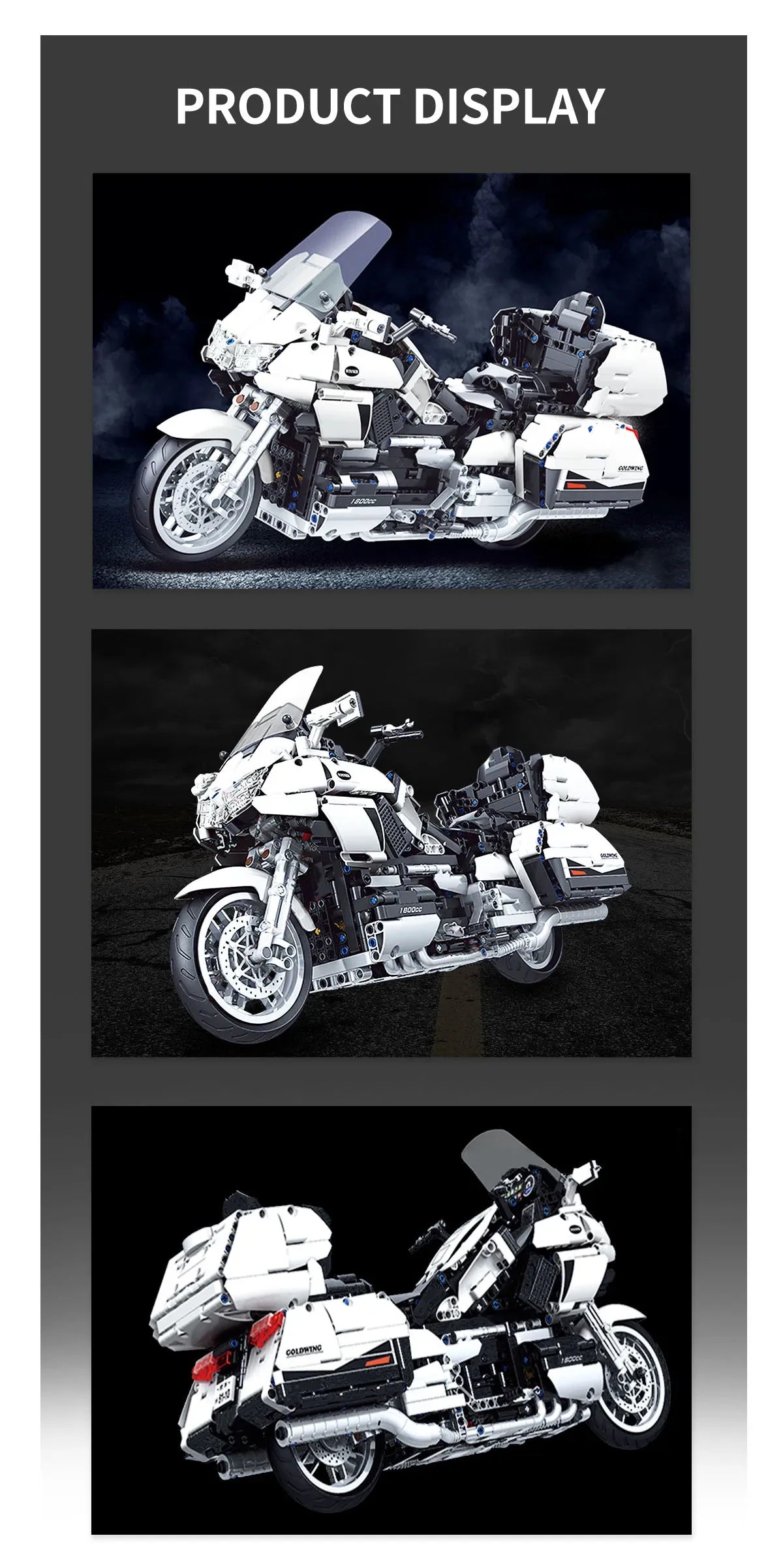 Gold Wing Touring Motorcycle Technical Model Building Blocks MOC Racing car Motorbike Bricks Sets To - Gallery image 9