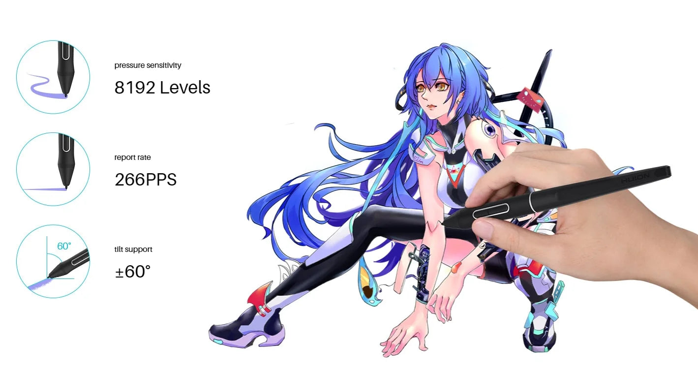 Huion Kamvas 13 Graphics Tablet Monitor AG Glass Pen Display Drawing