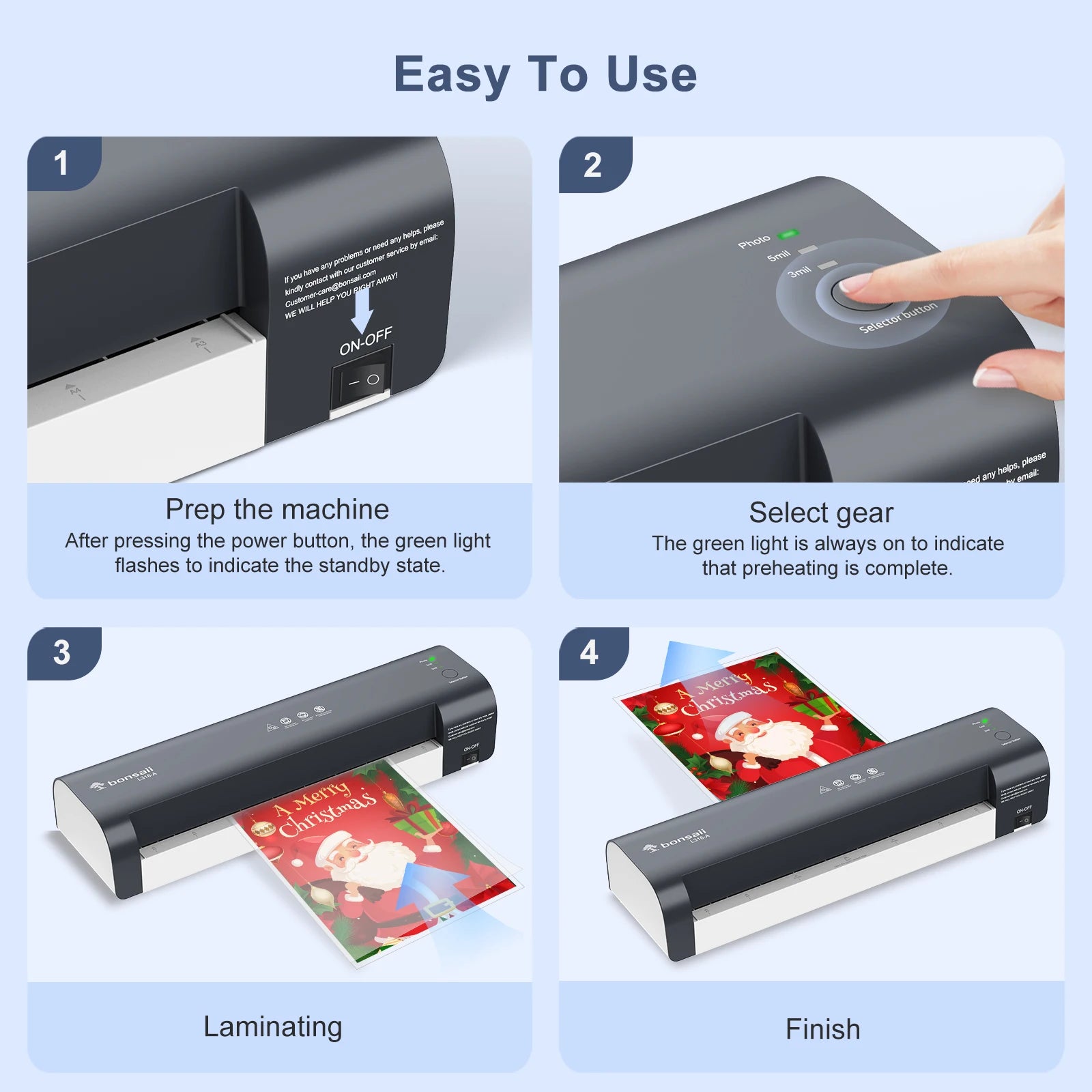 BONSAII Laminator 13 inch A3 - Never Jam Smart Temp - Detail View