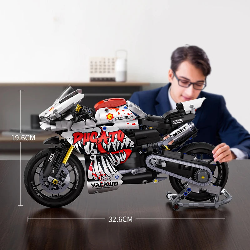 Technical V4 Motorcycle Building Blocks Set Famous Super Motorbike Model Kit Racing Bricks Kids Asse - Gallery image 16