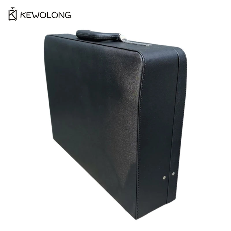 19 Inch Vintage Style Leather Briefcase, Combination Lock Document Case, Black Cross Texture File St - Gallery image 8