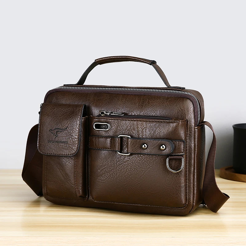 Fashion Men's Shoulder Bag PU Leather Handbag Business Briefcase