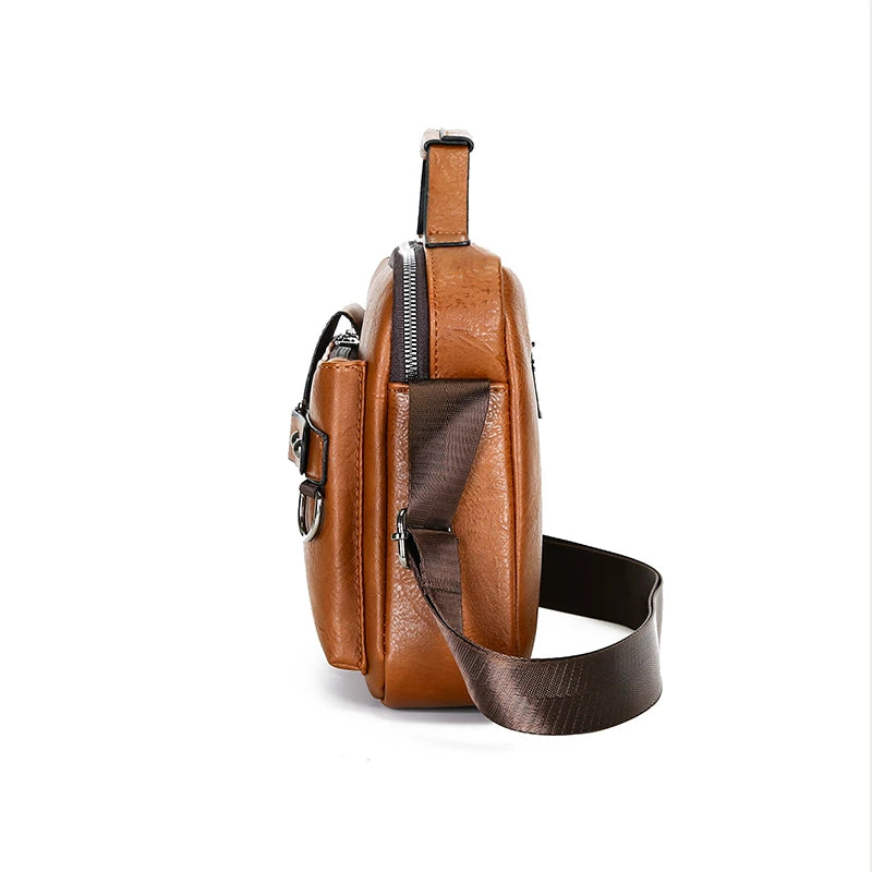 Fashion Men's Shoulder Bag PU Leather Handbag Business Briefcase