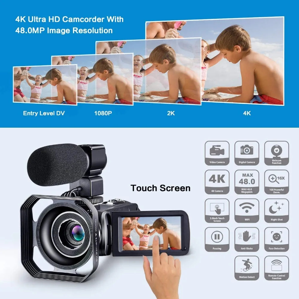 Full 4K Camcorder Professional YouTuber Digital Video Cameras Live