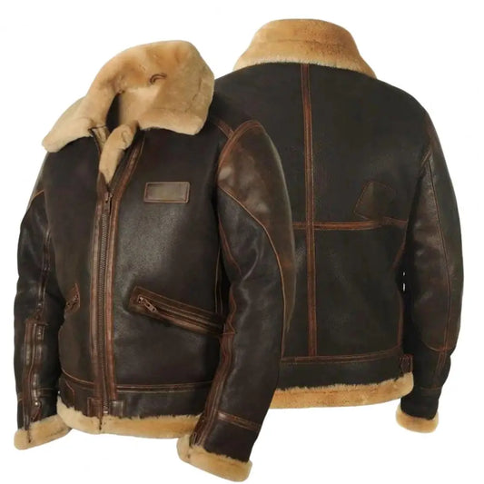 Men Jacket Plush Lining Fur Collar Men's Leather Jackets Thickened Windproof PLu - Main View