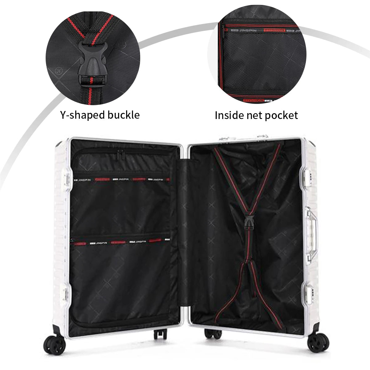 Trolley Luggage 20 24 26 28 Inch Aluminum Frame Rolling Luggage Case USB Travel Suitcase on Wheels C - Gallery image 14