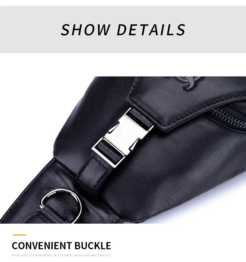 BULLCAPTAIN Bag Genuine Leather Chest Bag Men's Fashion Style Casual