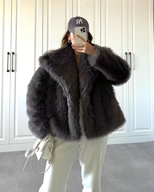 Women's Faux Fur Coat 2024 - Plush Fluffy Winter Jacket in Multiple Color Options