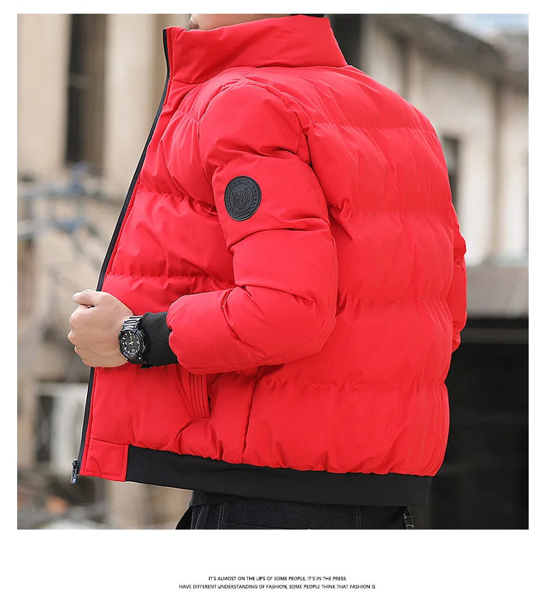 Men's Lightweight Warm Jacket Standing Collar Casual Horizontal Stripe down  Winter Outerwear Windbreaker Thick Parkas M - Usage Context Display