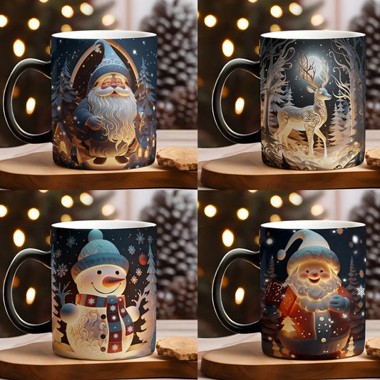 Christmas Color Changing Mug Santa Claus Ceramic Magic Mug Elk Heat Se - Main View