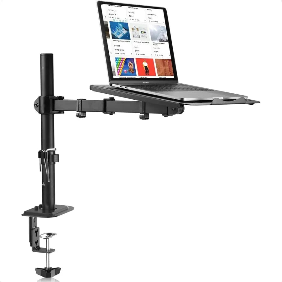 Laptop Notebook Desk Mount Stand Adjustable Single Monitor Laptop Arm Mount with Ventilated Tray up to 17 inch Holds up to...