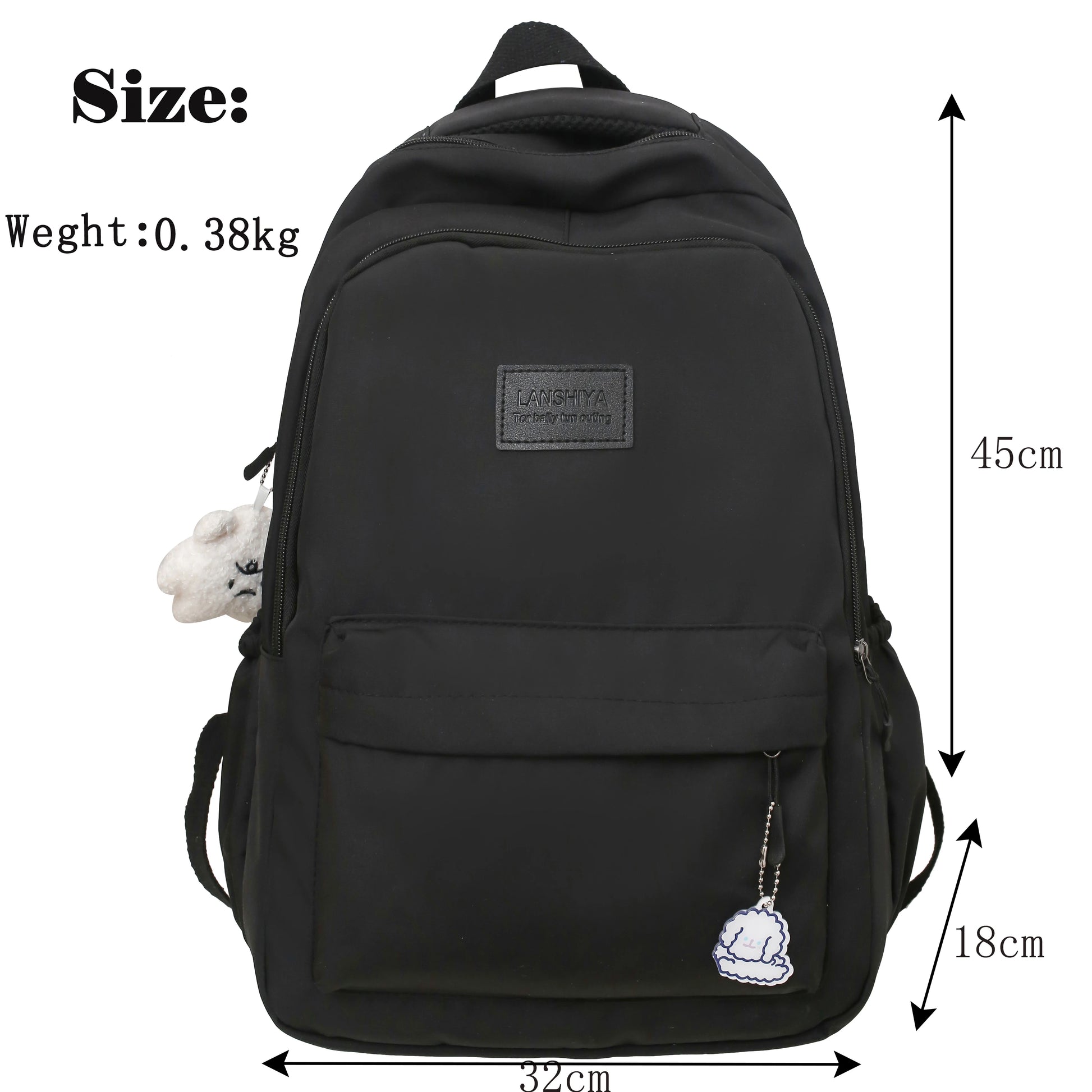 Large Capacity Solid Color Backpack for High School Students, Simple Black Trave - View 6