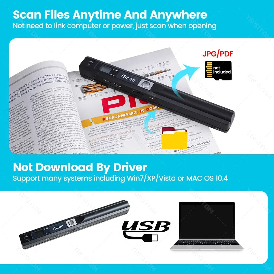 Portable Document Scanner A4 - 900DPI Handheld | iScan01 - Features Highlight